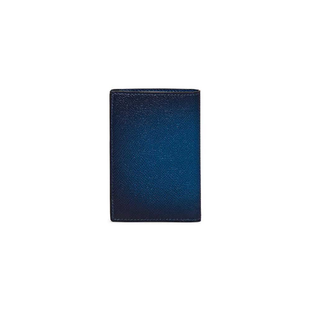 Santoni Portafoglio verticale in saffiano blu Saldi Di Fabbrica