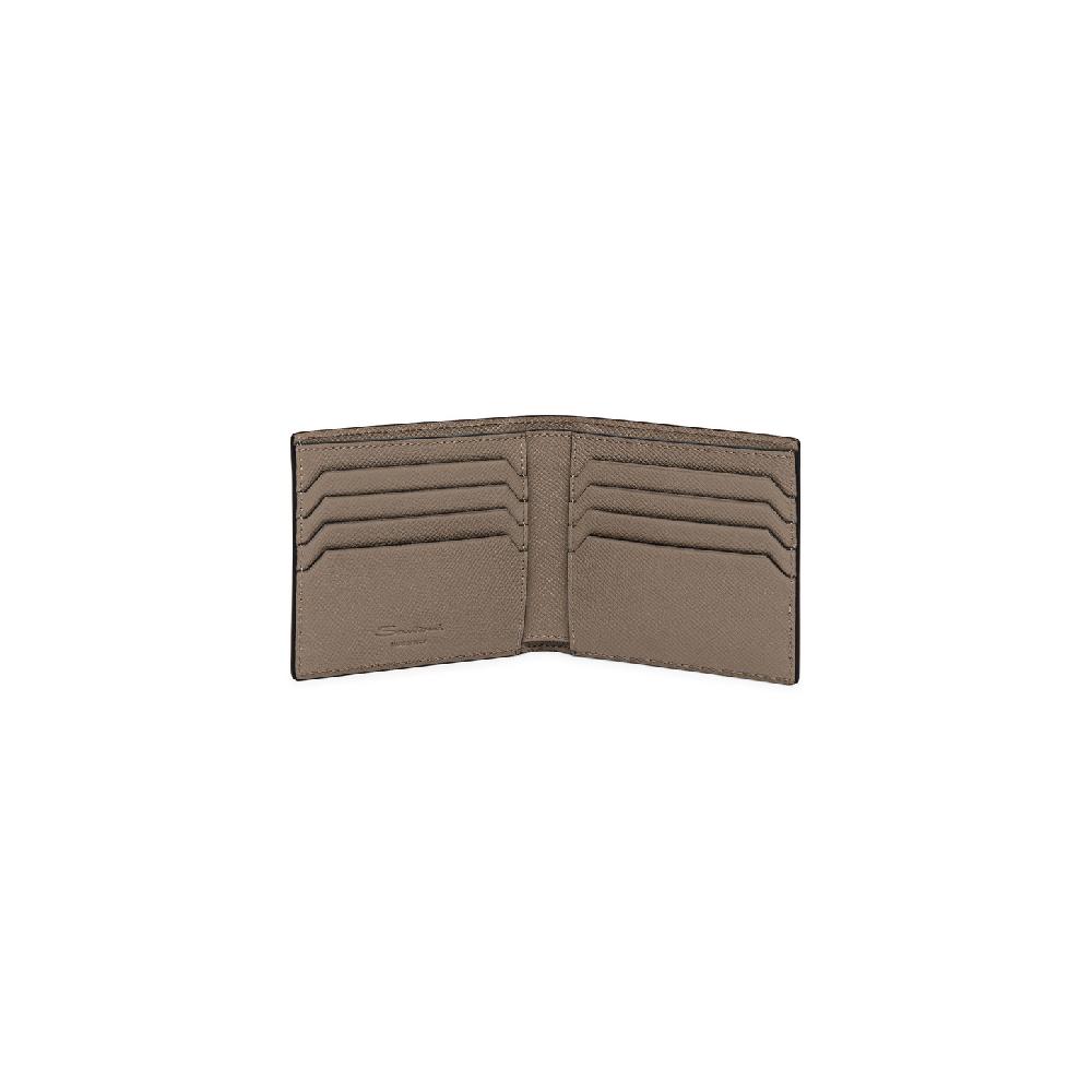 Santoni Portafoglio in saffiano beige In Saldo