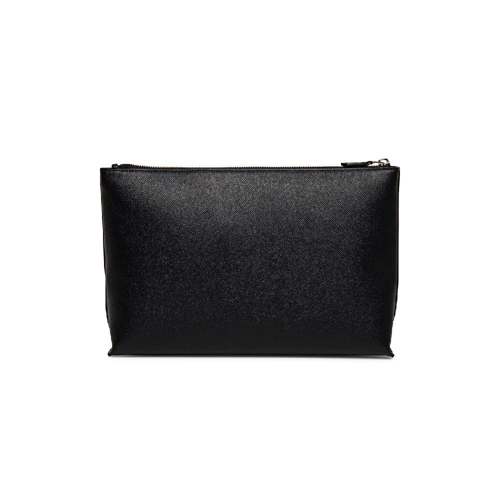 Santoni Pouch in saffiano nero Nuova