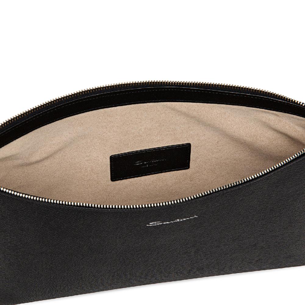 Santoni Pouch in saffiano nero Nuova
