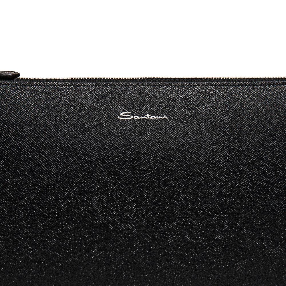 Santoni Pouch in saffiano nero Nuova