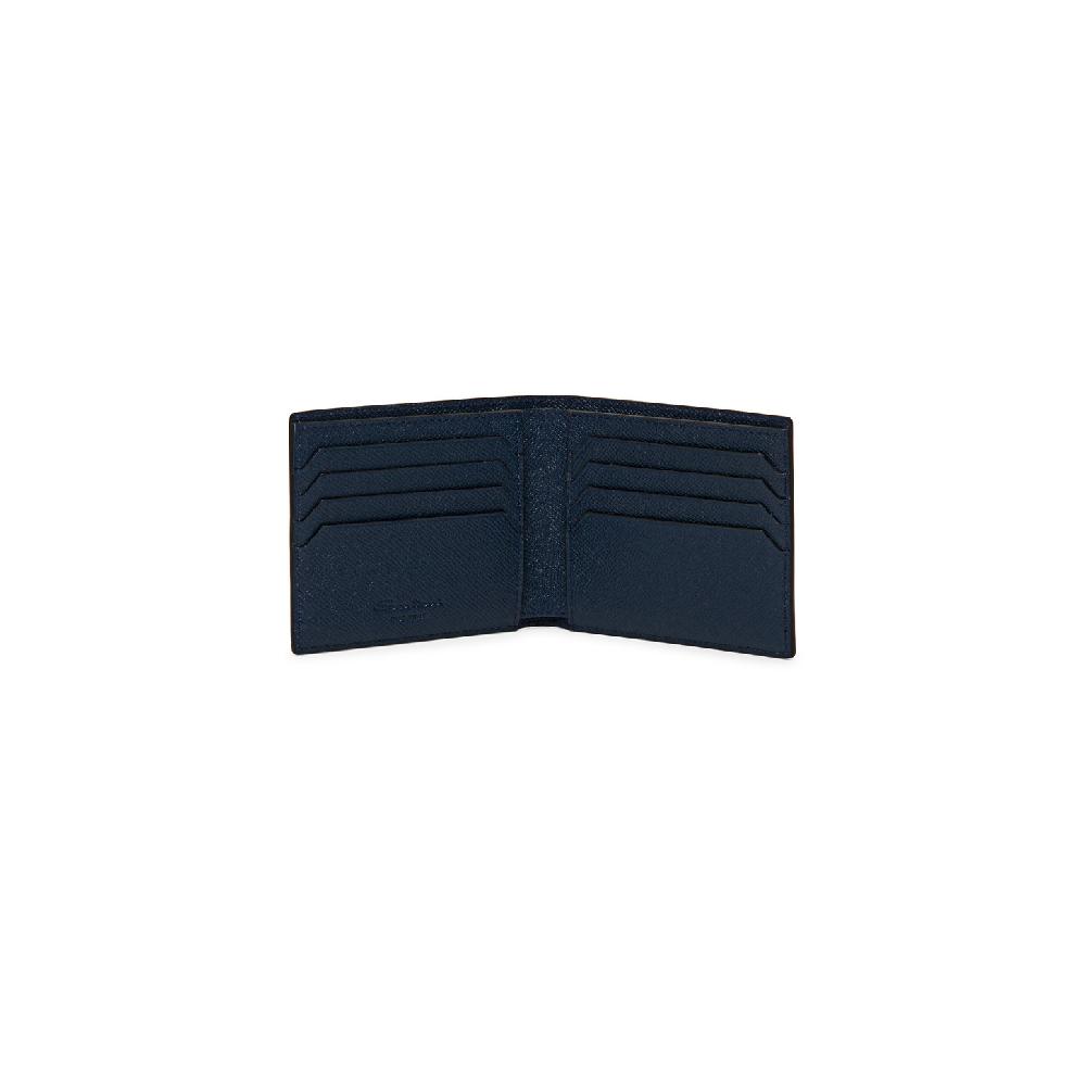 Santoni Portafoglio in saffiano blu Moda