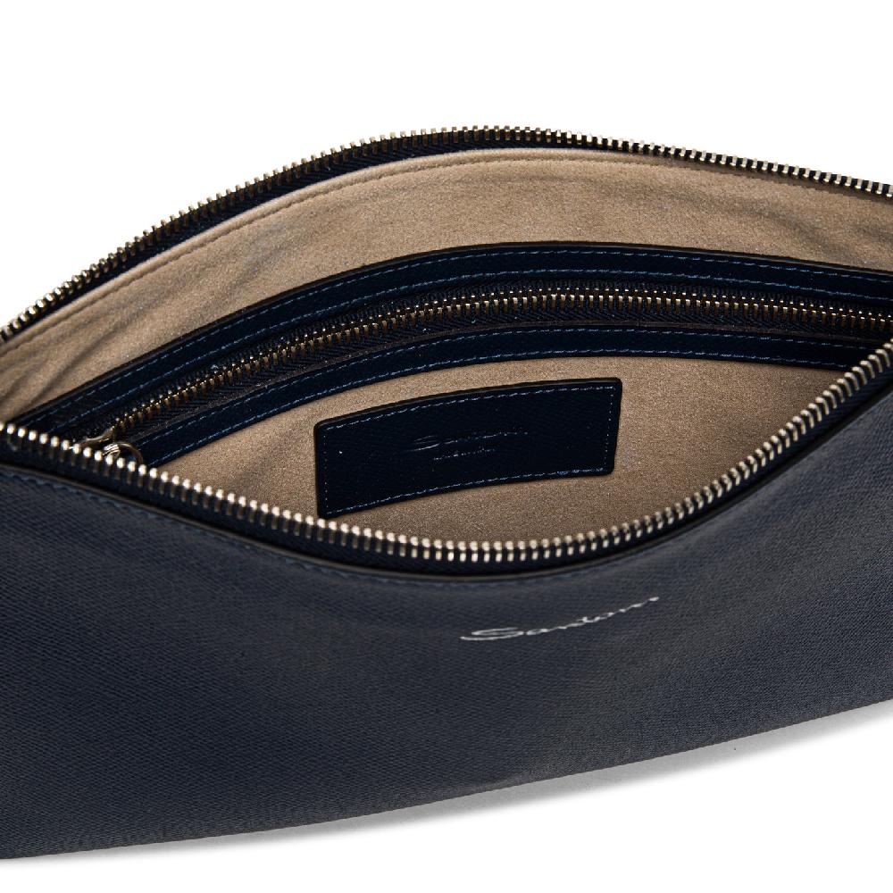 Santoni Pouch in saffiano blu 2025