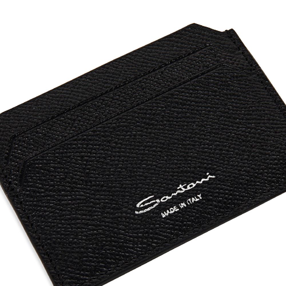 Santoni Porta carte di credito in saffiano nero Italy