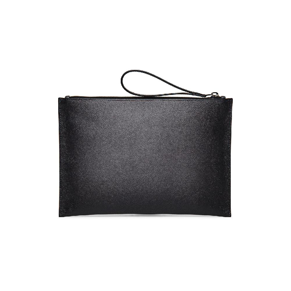 Santoni Pouch in saffiano grigio Italia