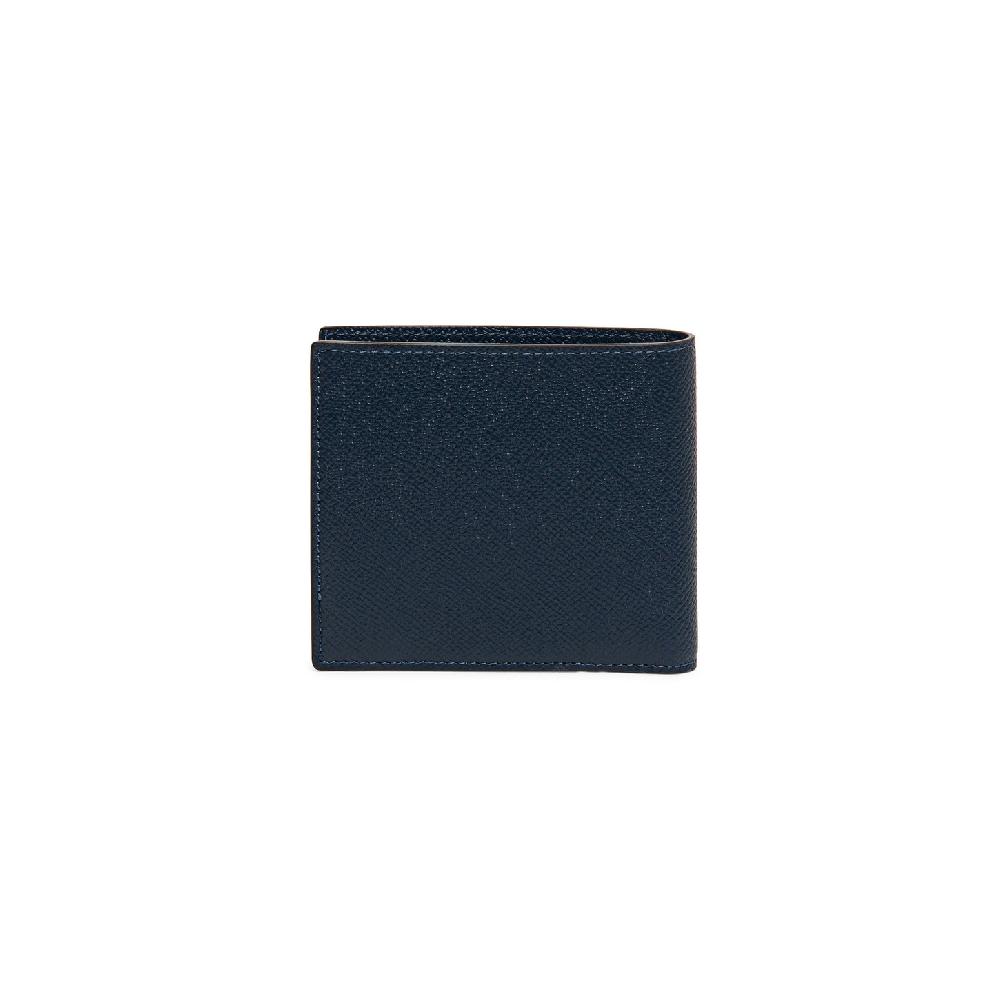 Santoni Portafoglio con porta monete in saffiano blu In Linea