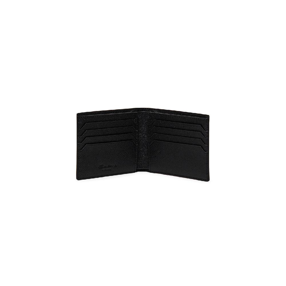 Santoni Portafoglio in saffiano nero Vendita