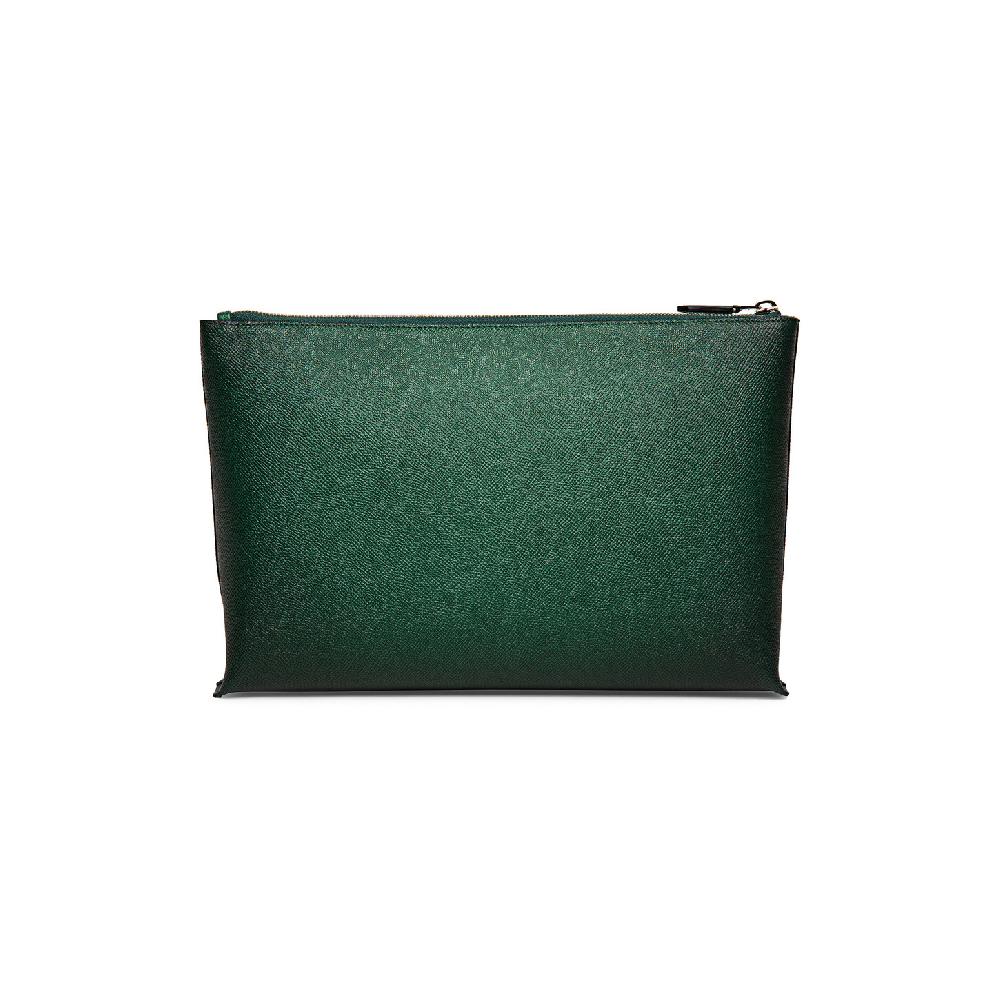 Santoni Pouch in saffiano verde Promozione