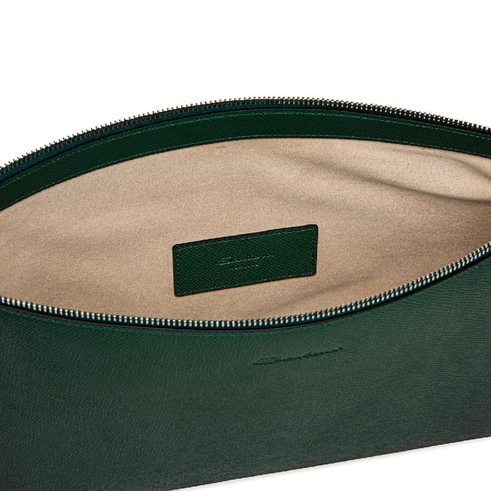 Santoni Pouch in saffiano verde Promozione