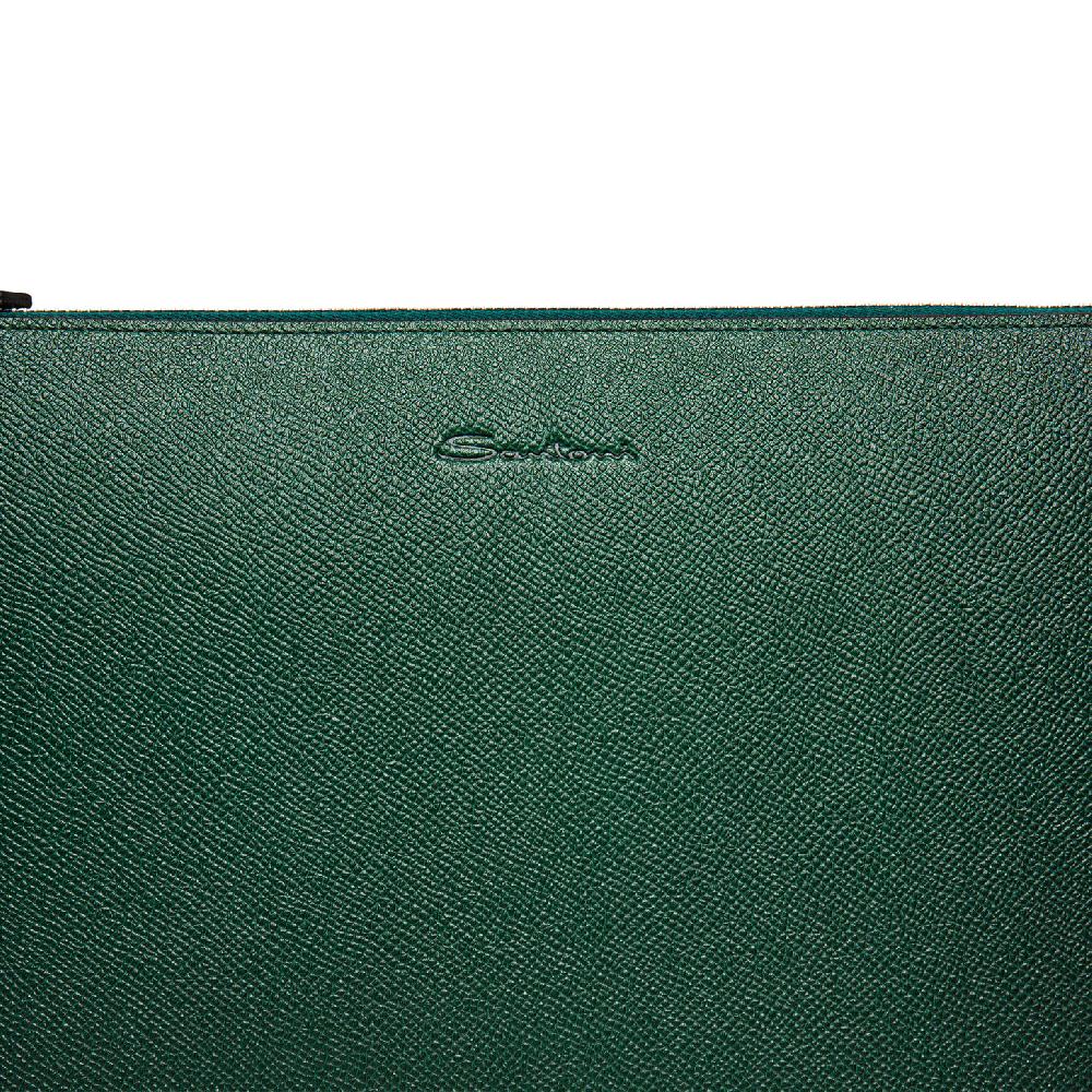 Santoni Pouch in saffiano verde Promozione