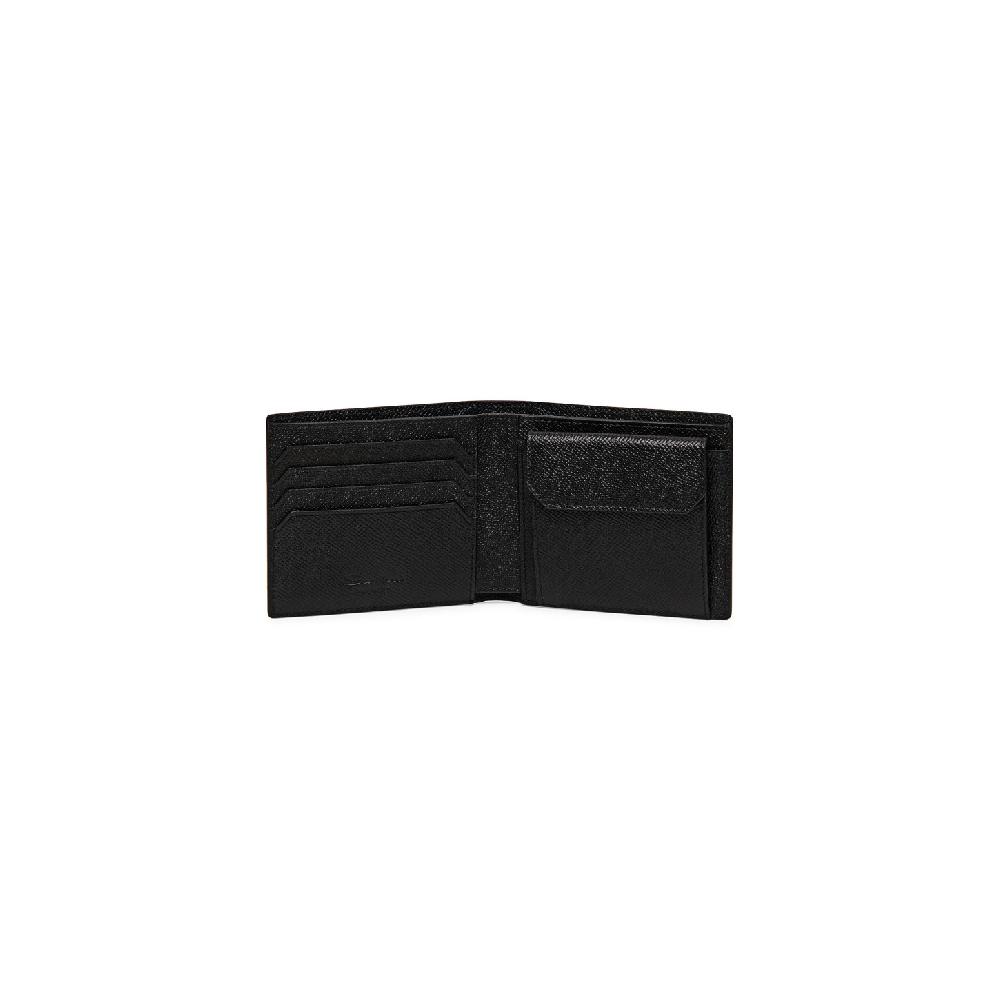 Santoni Portafoglio con porta monete in saffiano nero Spedizione Gratuita