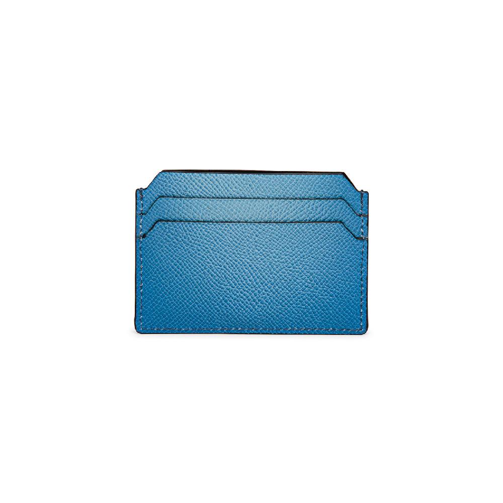 Santoni Porta carte di credito in saffiano azzurro Negozi Online