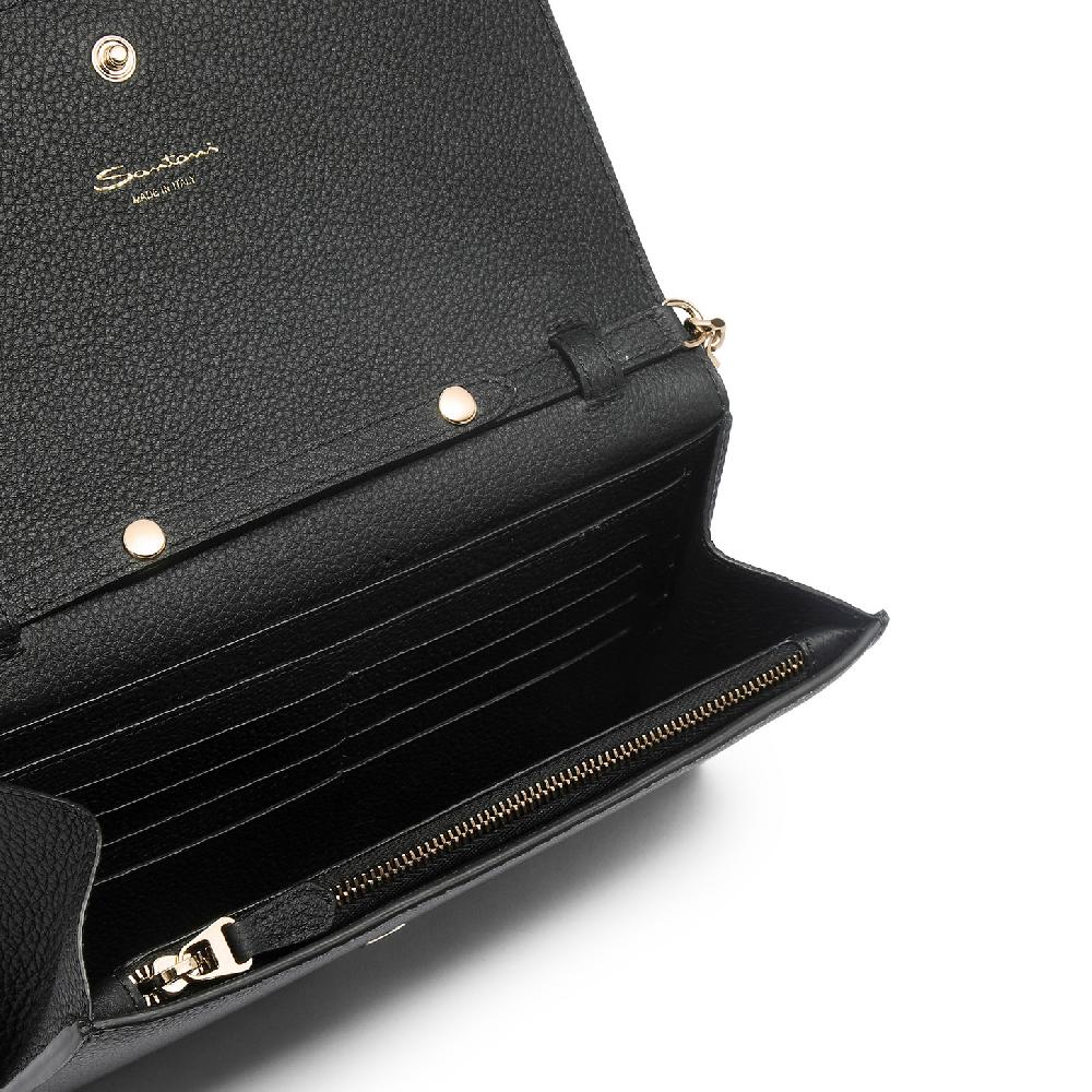 Santoni Borsa a tracolla in pelle nera Promozione Limitata