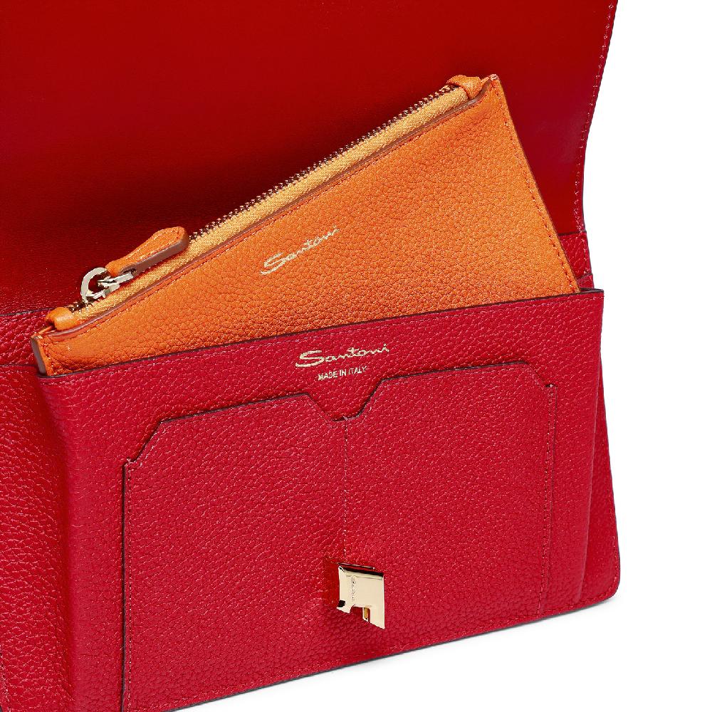 Santoni Porta documenti in pelle rossa Qualità