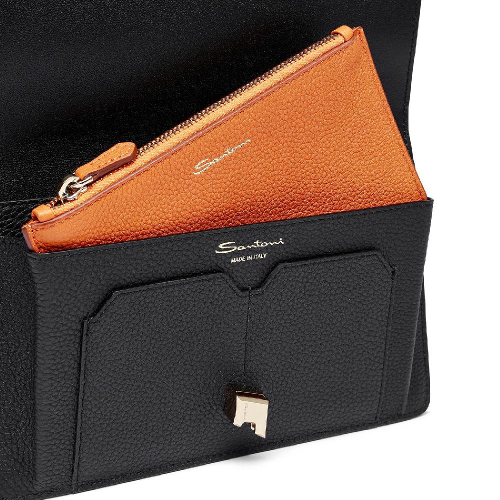 Santoni Porta documenti in pelle nera Shopping Online
