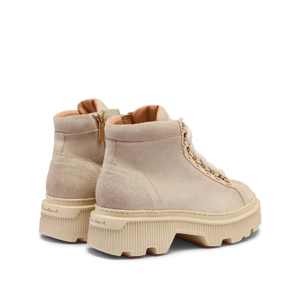 Santoni Scarponcino da montagna da donna in suede beige Prezzo Ridotto