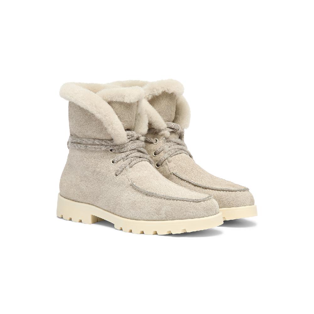 Santoni Stivaletto con pelliccia da donna in suede beige Convenienza