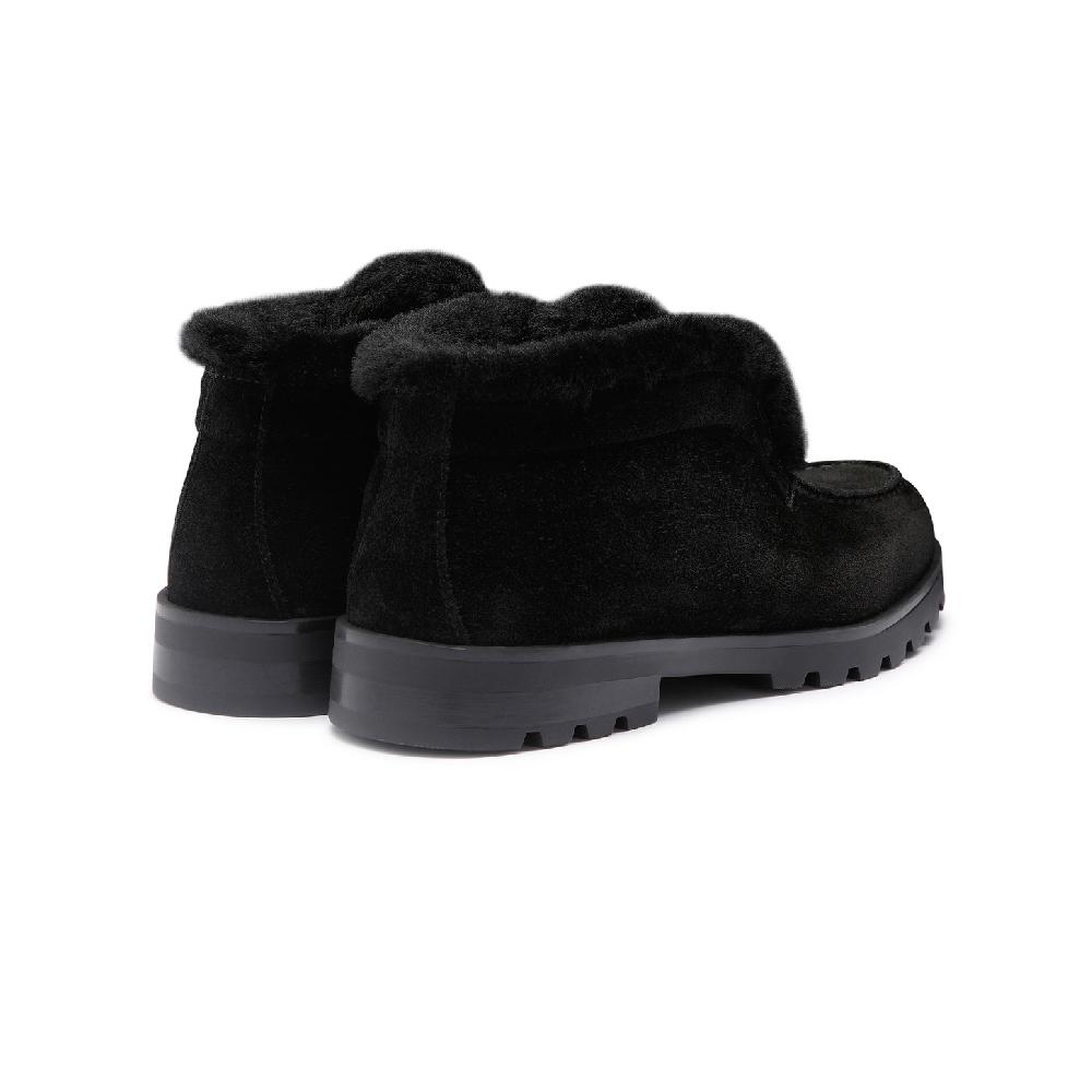 Santoni Stivaletto desert con pelliccia da donna in suede nero Sconto
