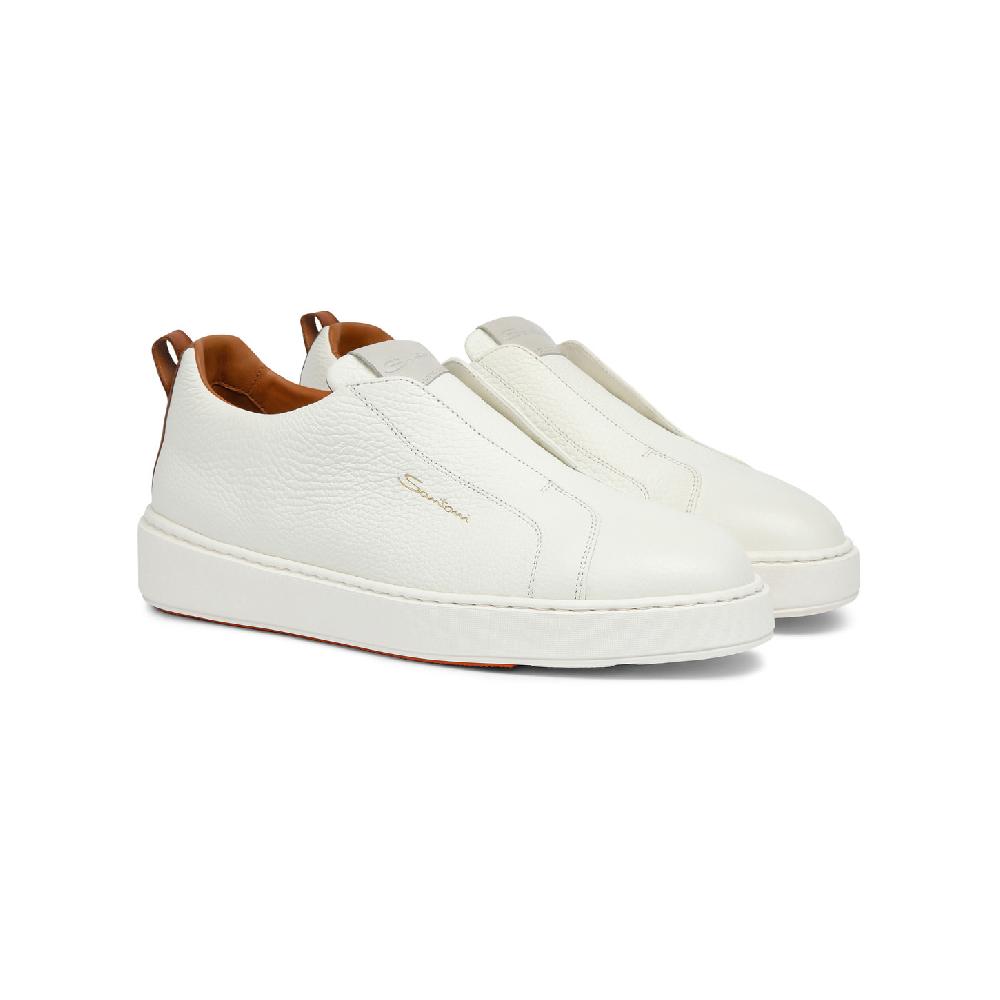 Santoni Sneaker slip-on da donna in pelle bottalata bianca In Vendita