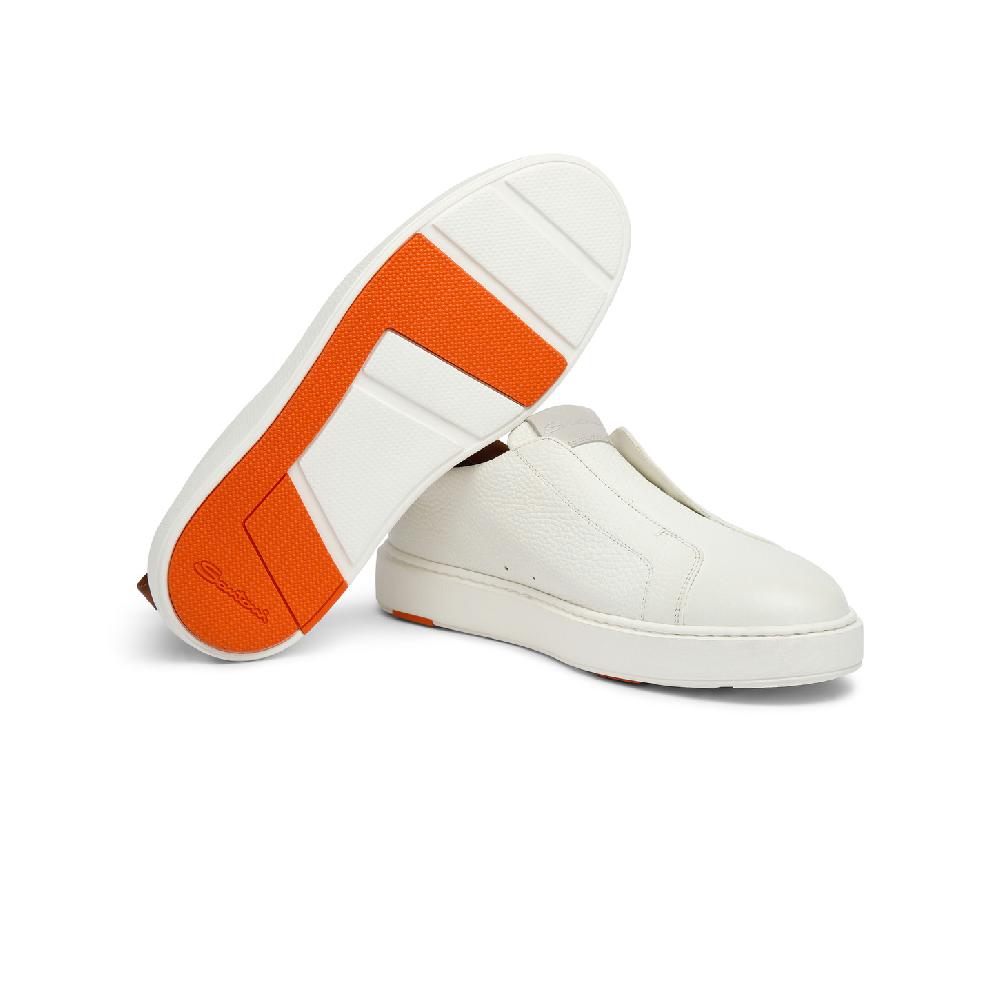 Santoni Sneaker slip-on da donna in pelle bottalata bianca In Vendita