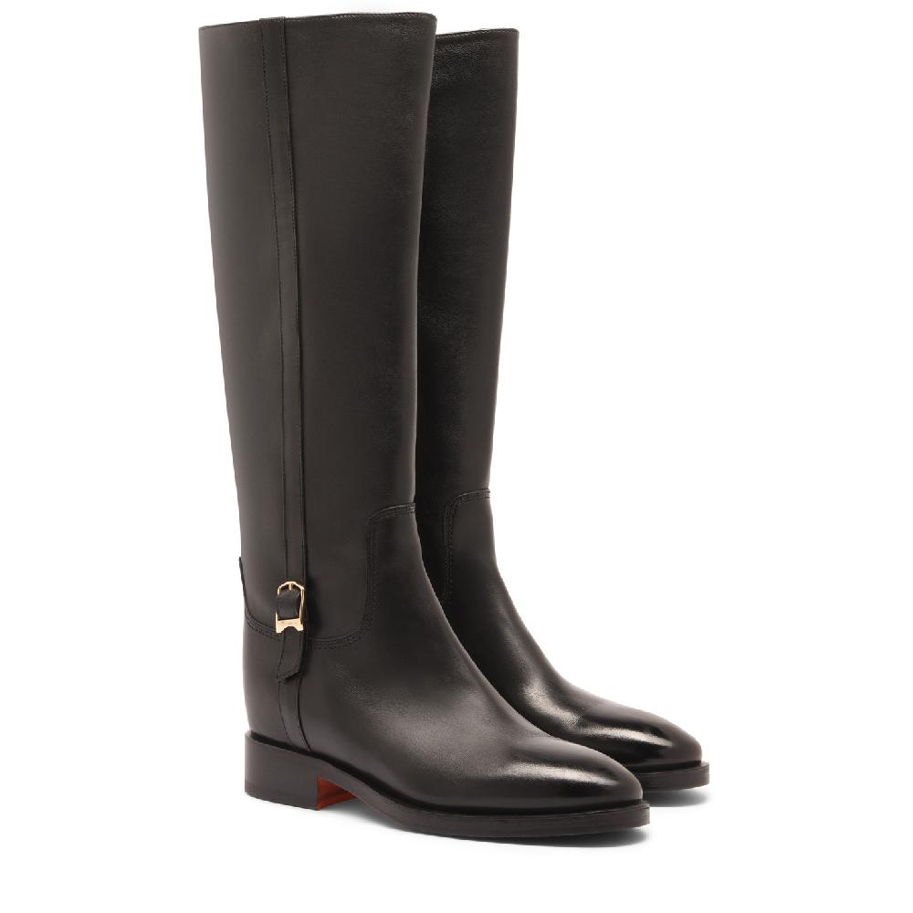 Santoni Stivale da donna in pelle nera Novità