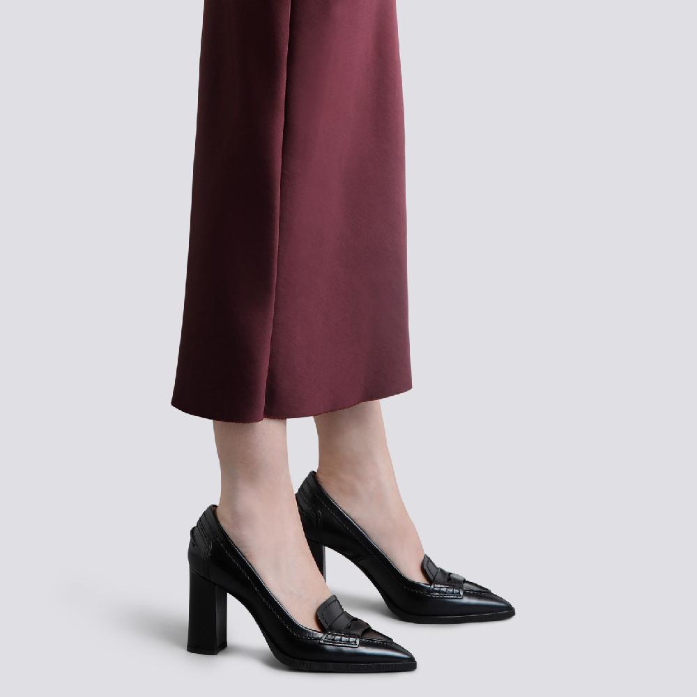 Santoni Décolletés tacco alto da donna in pelle nera Saldi Di Fabbrica