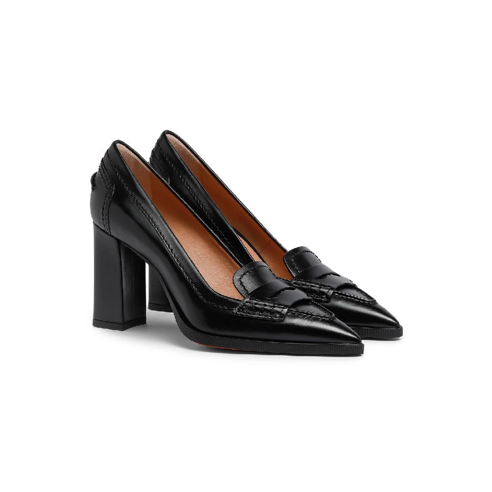 Santoni Décolletés tacco alto da donna in pelle nera Saldi Di Fabbrica