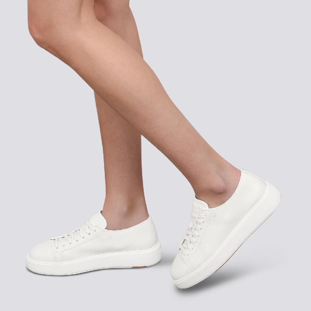 Santoni Sneaker da donna in pelle bottalata bianca In Saldo