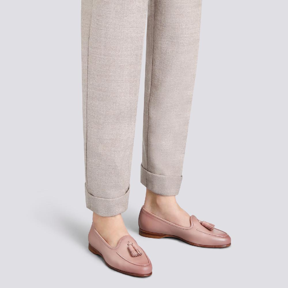 Santoni Mocassino Andrea con nappe da donna in pelle rosa 2025