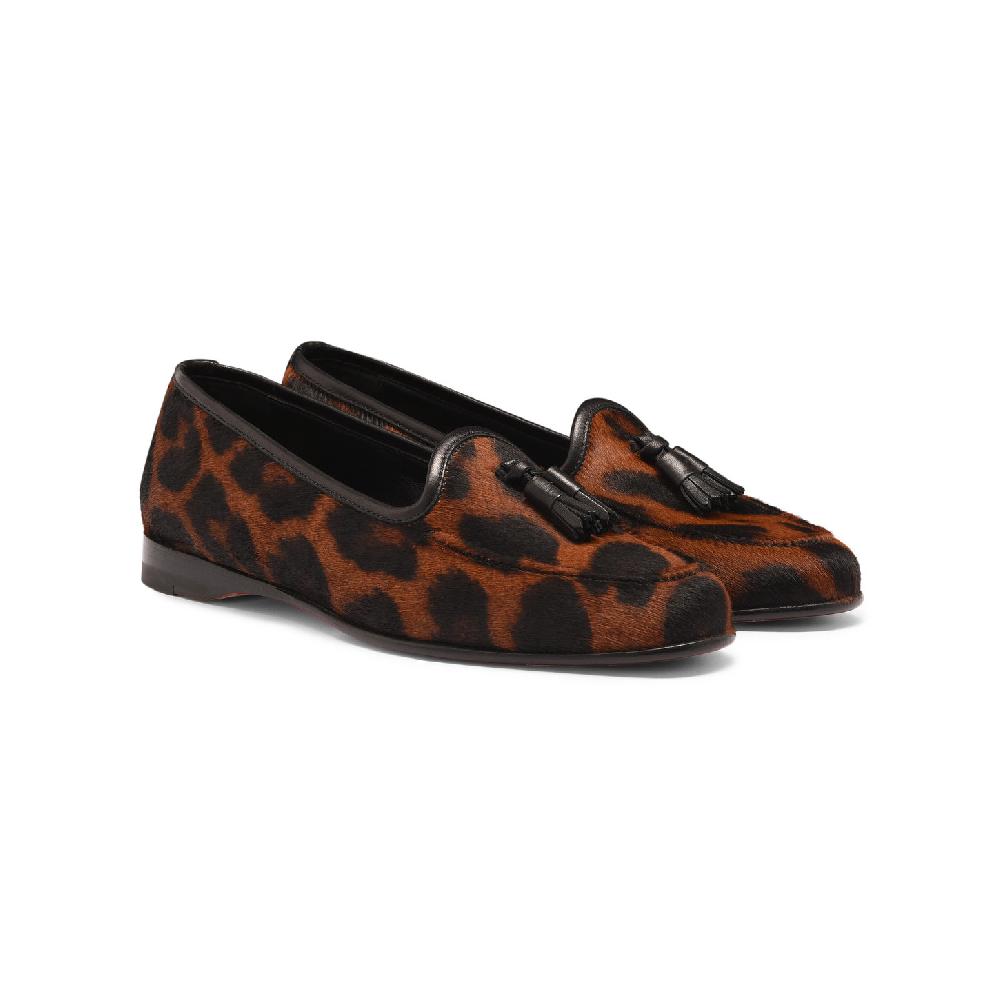 Santoni Mocassino Andrea con nappe da donna in cavallino animalier Italia