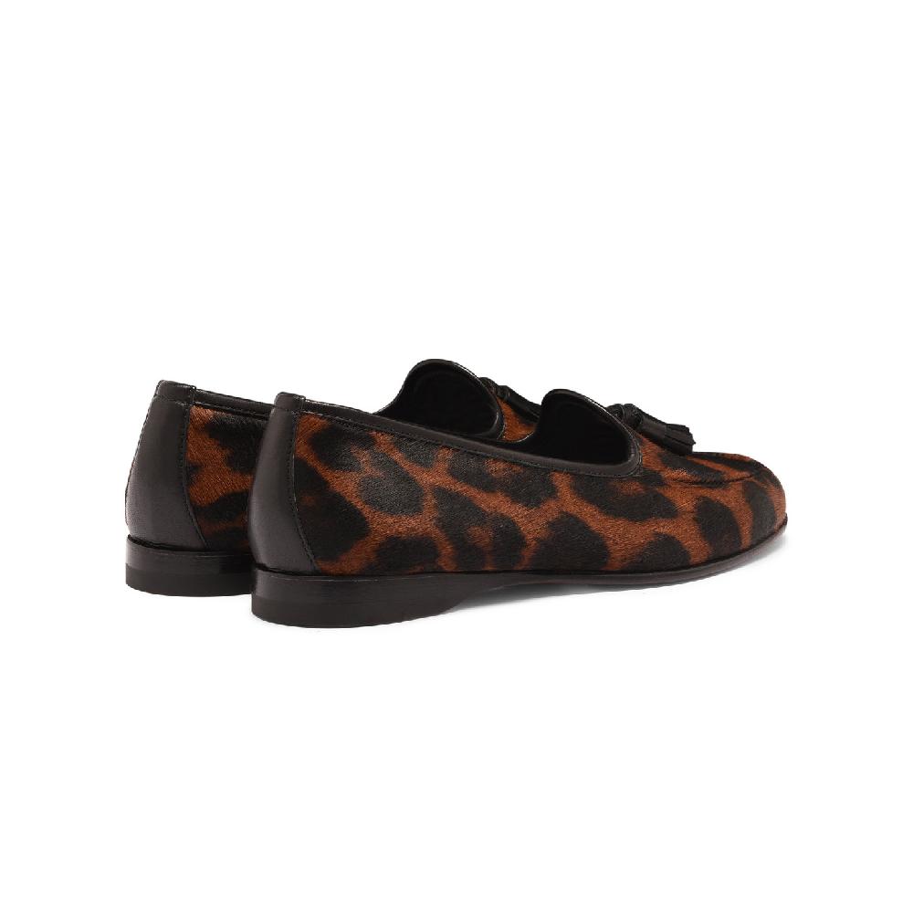 Santoni Mocassino Andrea con nappe da donna in cavallino animalier Italia