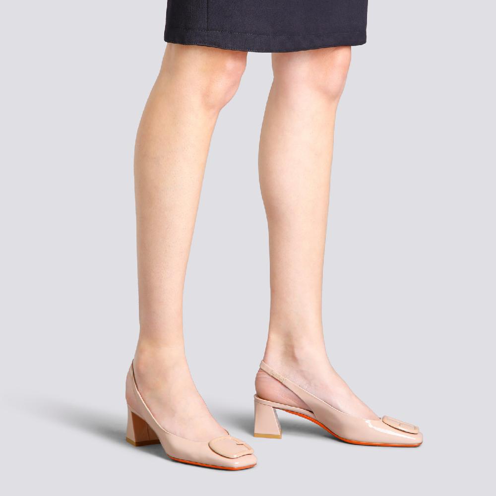 Santoni Slingback tacco medio da donna in vernice rosa Vendite Flash