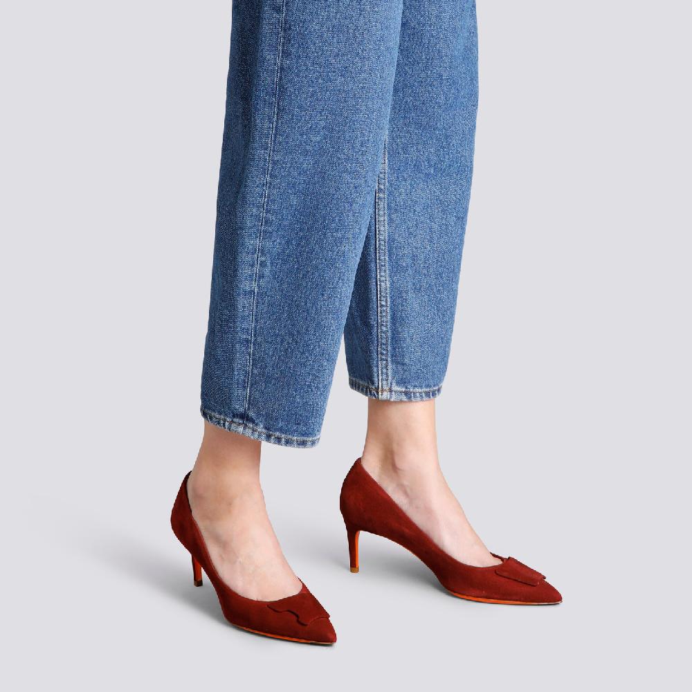 Santoni Décolletés tacco medio Santoni Sibille da donna in suede bordeaux Spedizione Gratuita