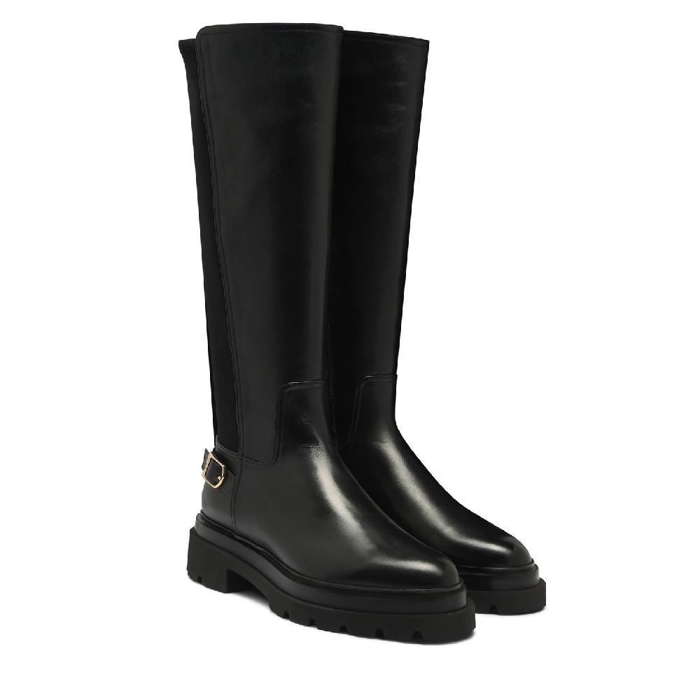 Santoni Stivale da donna in pelle nera Soddisfazione Garantita