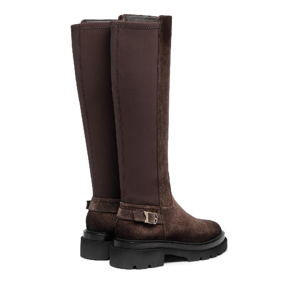 Santoni Stivale da donna in suede testa di moro Qualità Garantita
