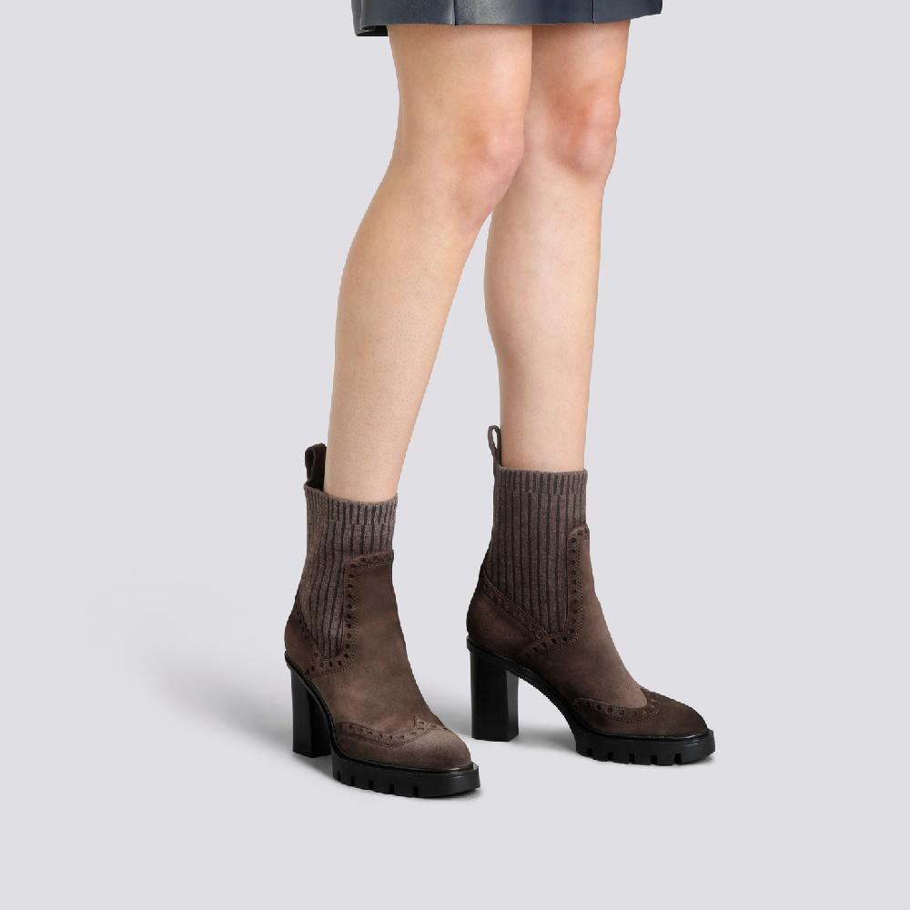 Santoni Stivaletto tacco alto da donna in suede testa di moro Negozi Online