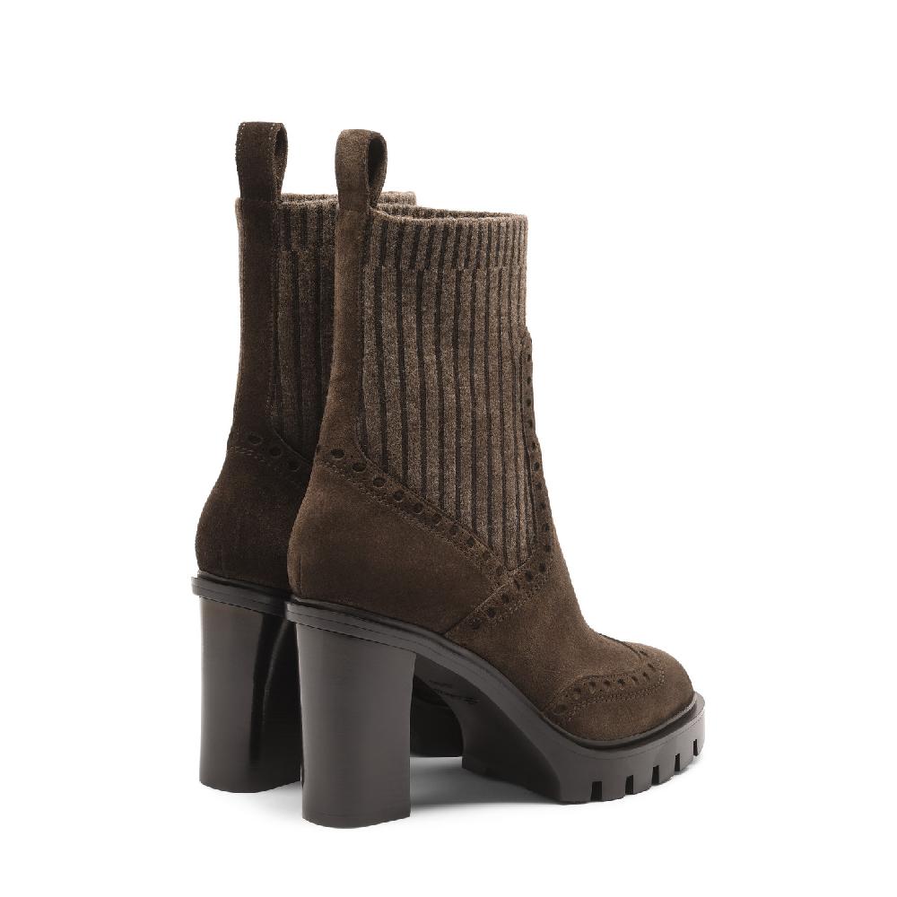 Santoni Stivaletto tacco alto da donna in suede testa di moro Negozi Online