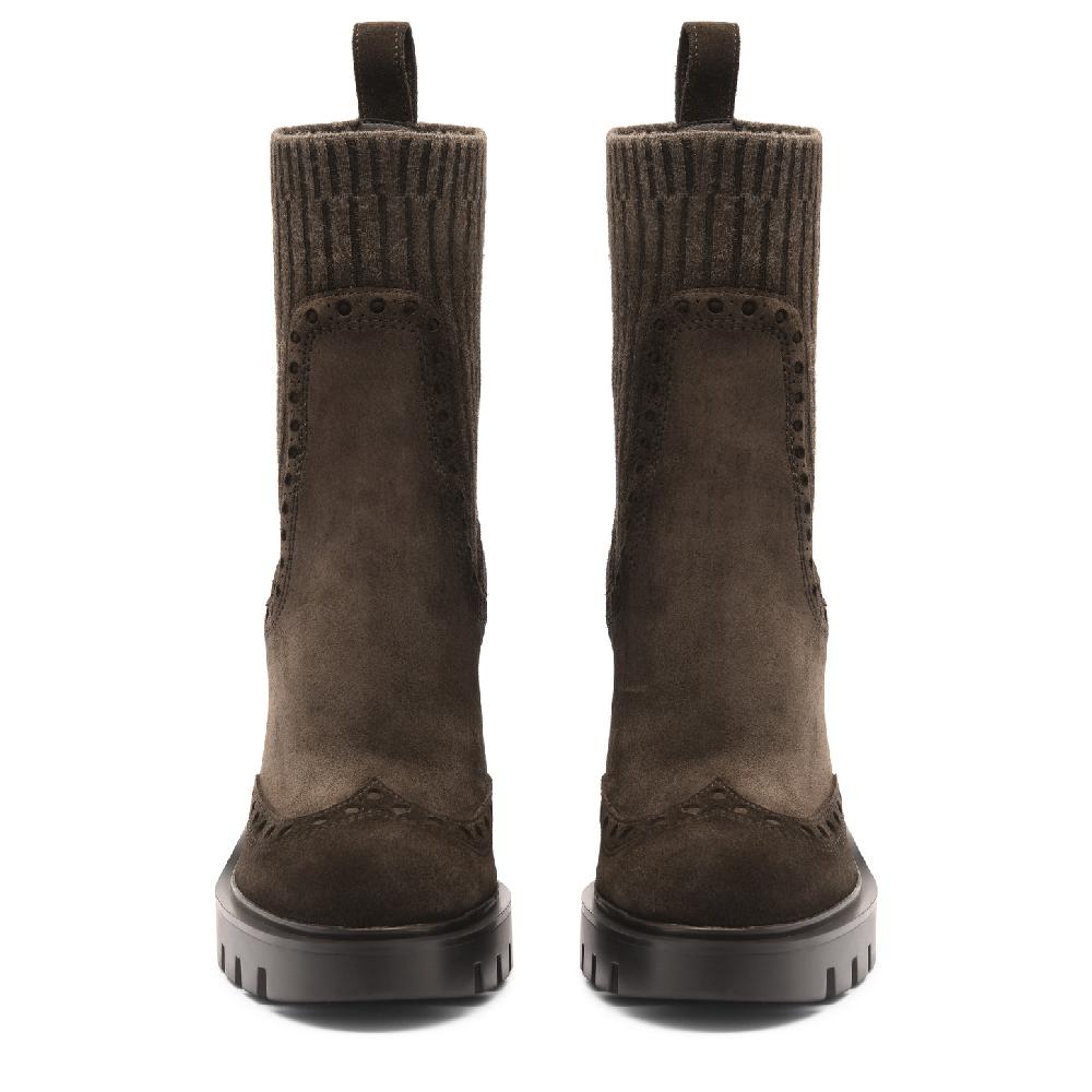 Santoni Stivaletto tacco alto da donna in suede testa di moro Negozi Online