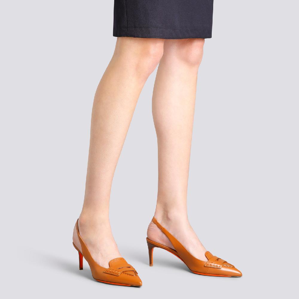 Santoni Décolletés tacco medio da donna in pelle marrone chiaro Promozione Limitata