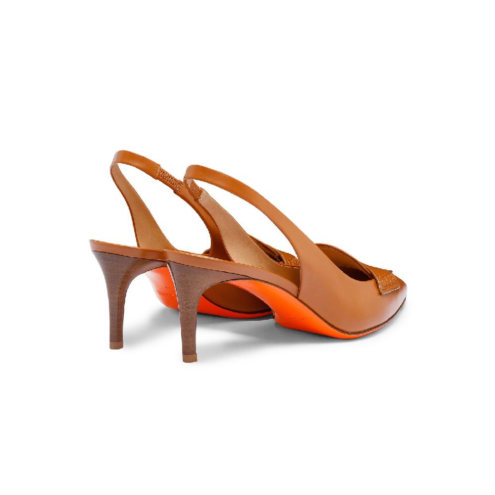 Santoni Décolletés tacco medio da donna in pelle marrone chiaro Promozione Limitata