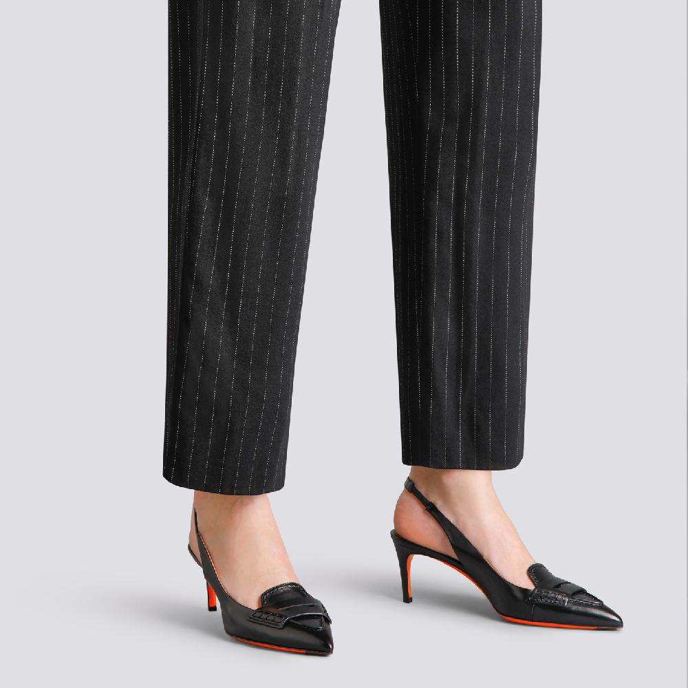 Santoni Décolletés tacco medio da donna in pelle nera Fino Al -60%
