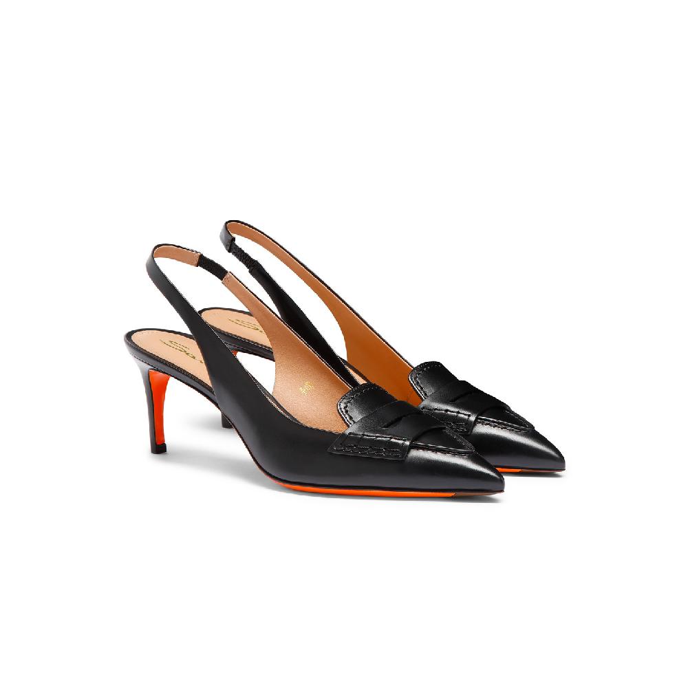Santoni Décolletés tacco medio da donna in pelle nera Fino Al -60%