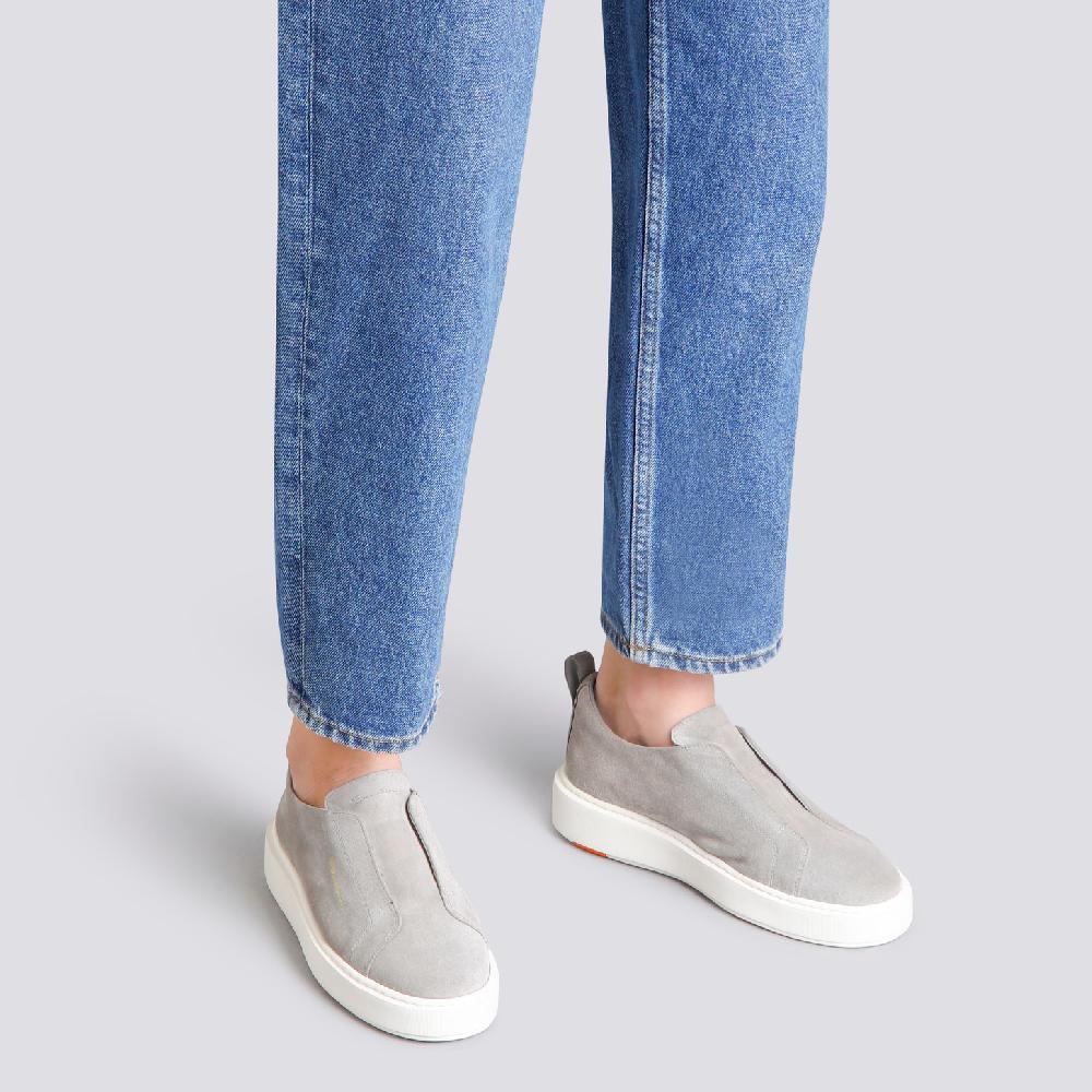 Santoni Sneaker slip-on da donna in suede grigio Shopping Online