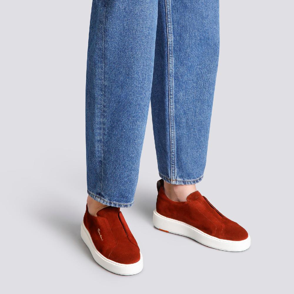 Santoni Sneaker slip-on da donna in suede bordeaux Prezzo Ridotto