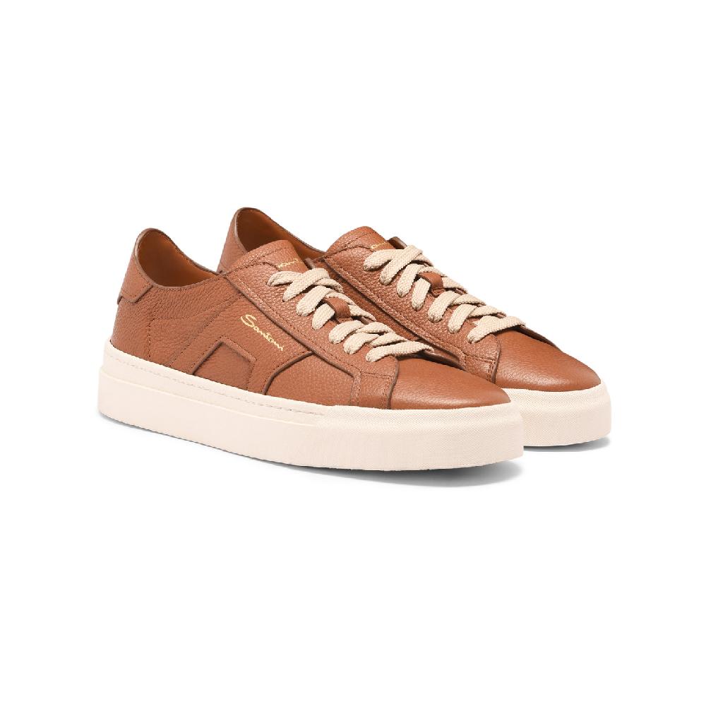 Santoni Double Buckle Sneaker da donna in pelle bottalata marrone Convenienza