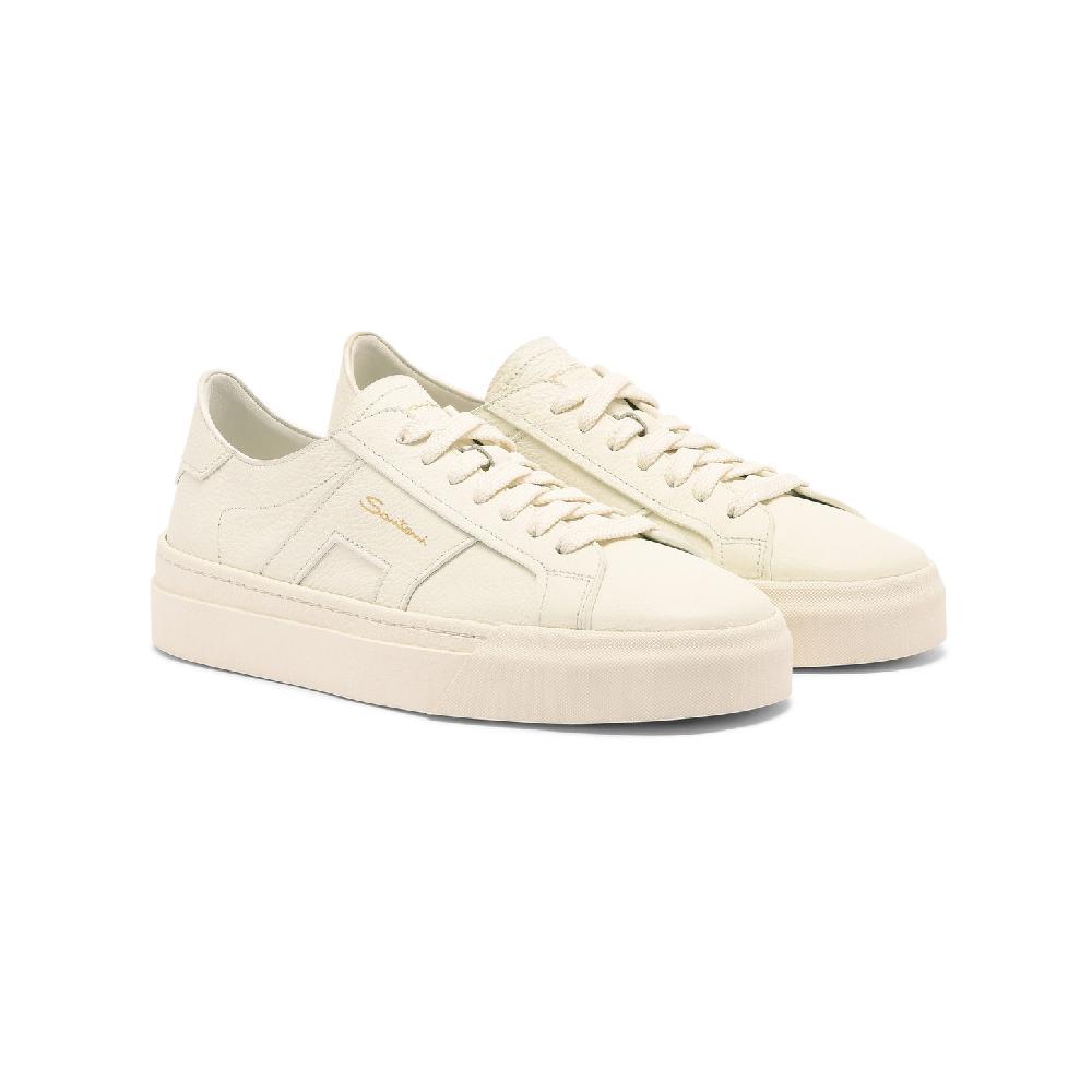 Santoni Double Buckle Sneaker da donna in pelle bottalata bianca Novità