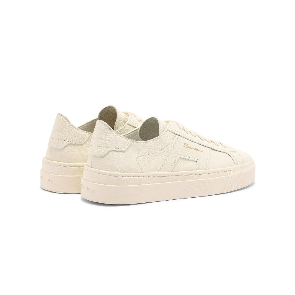 Santoni Double Buckle Sneaker da donna in pelle bottalata bianca Novità