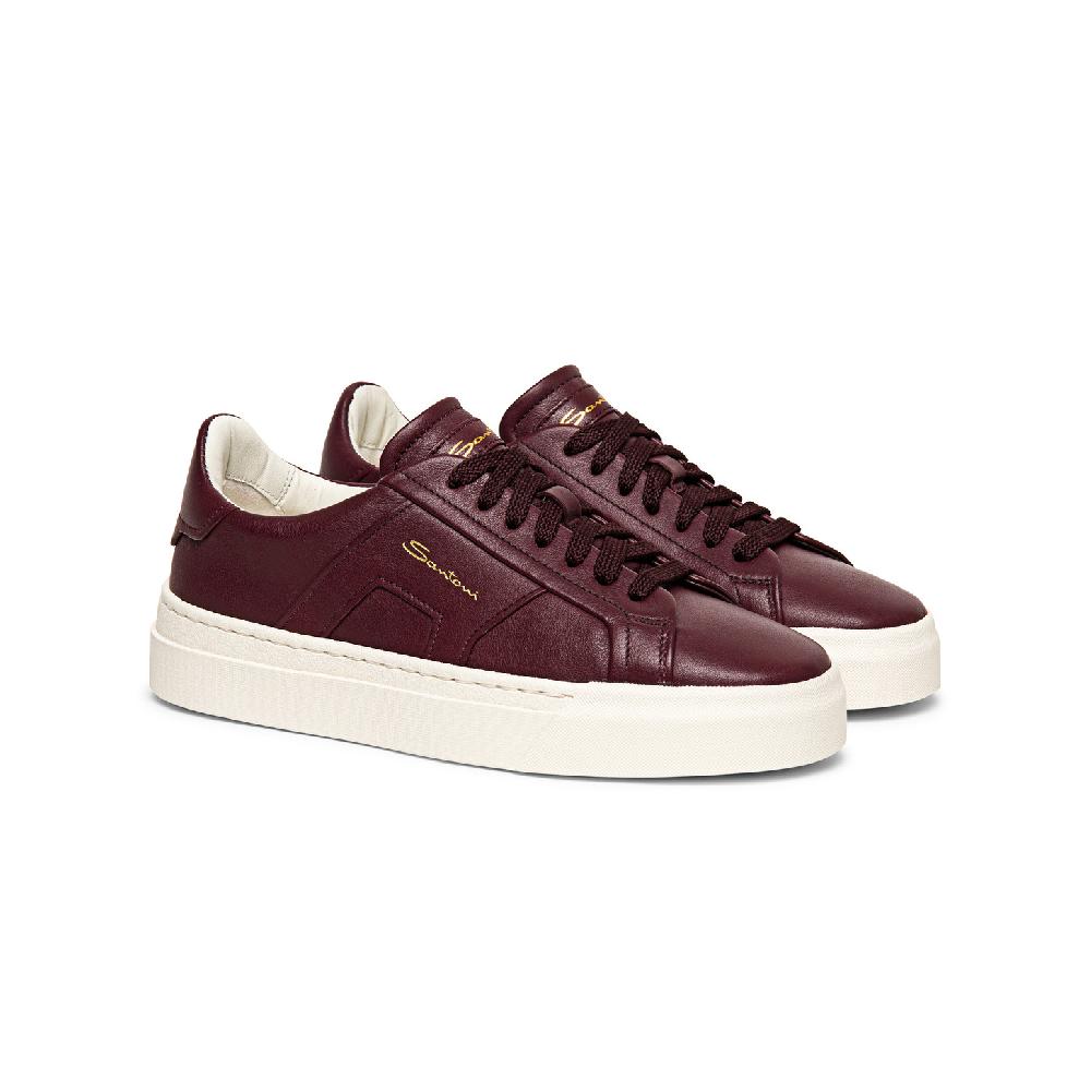 Santoni Double buckle sneaker da donna in pelle bordeaux Presa