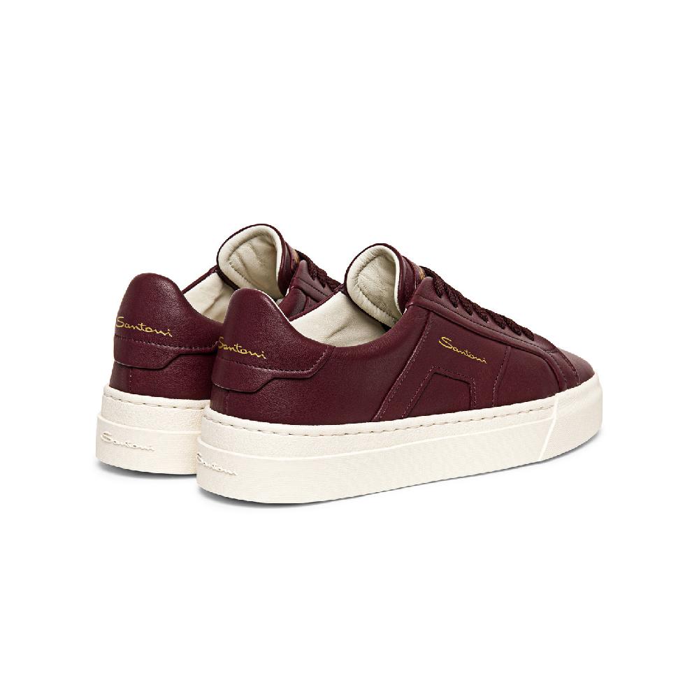 Santoni Double buckle sneaker da donna in pelle bordeaux Presa