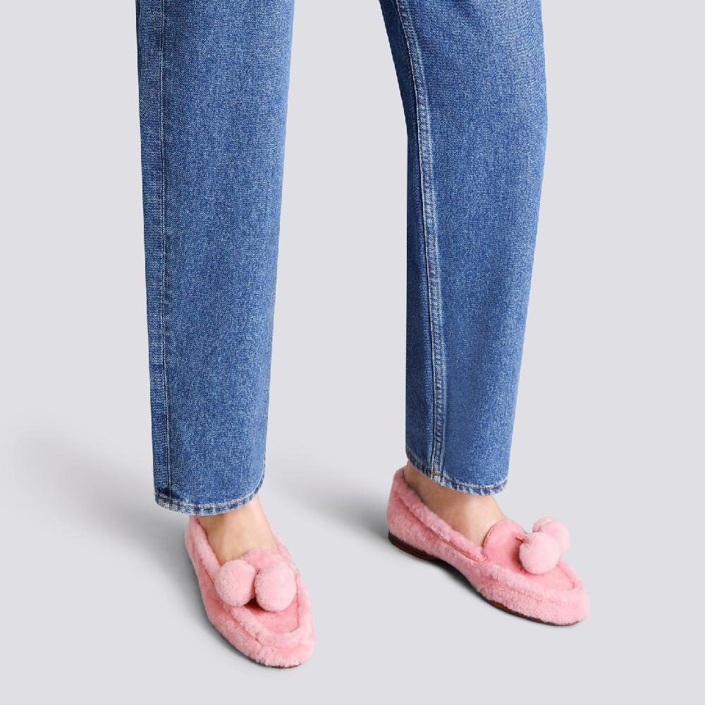 Santoni Mocassino Andrea da donna in pelliccia rosa Online